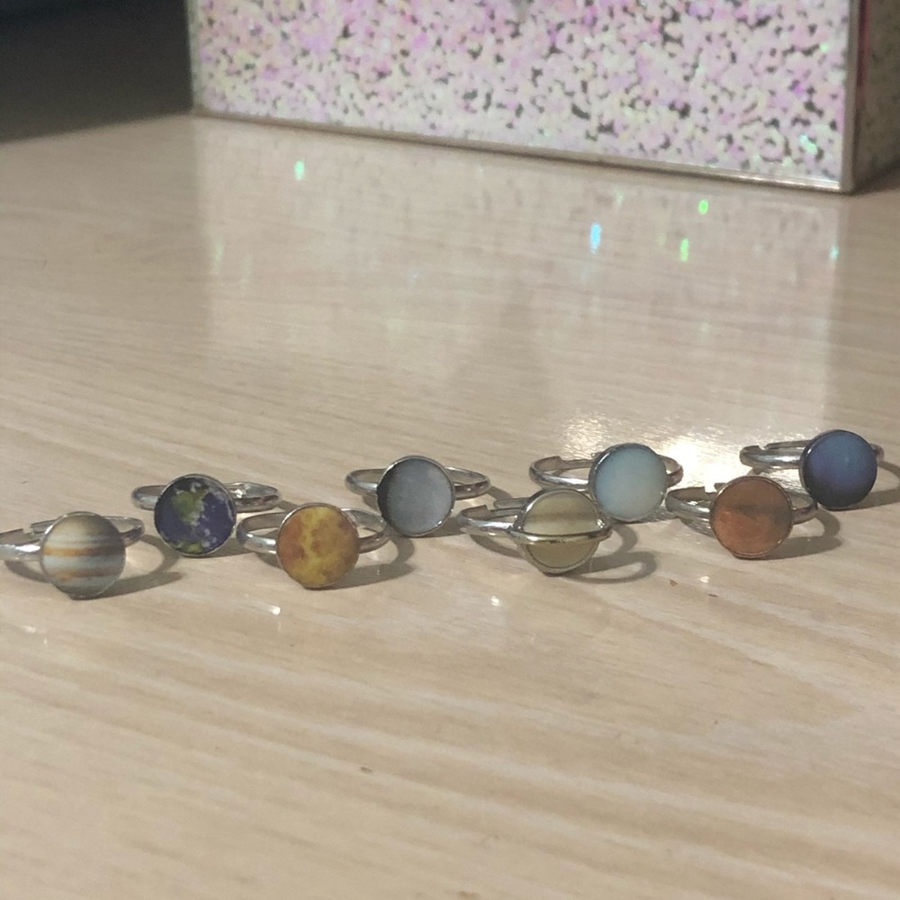 8 Piece Forever 21 Solar System Planet Ring Set